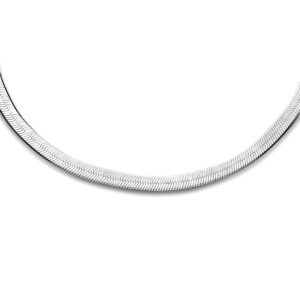collier slang plat 3,3 mm 40 + 5 cm zilver gerhodineerd