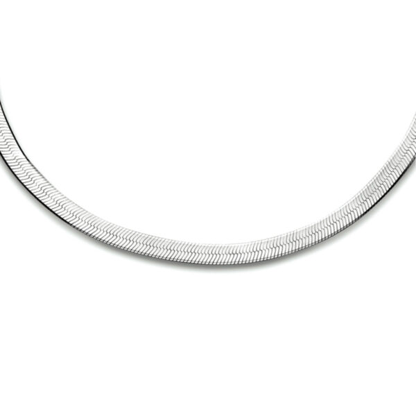 collier slang plat 3,3 mm 40 + 5 cm zilver gerhodineerd