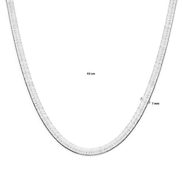 collier slang plat 43 cm zilver gerhodineerd - Afbeelding 4