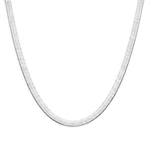 collier slang plat 43 cm zilver gerhodineerd