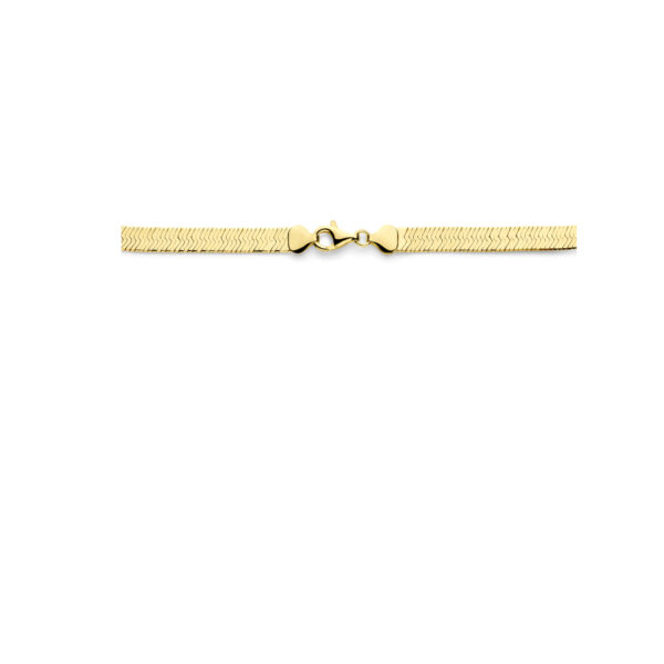 collier slang plat 7 mm 43 cm 3 micron zilver verguld (geel) - Afbeelding 3
