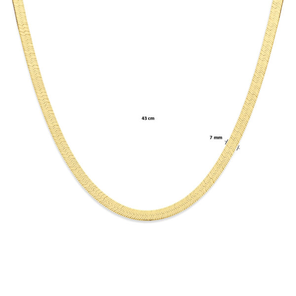 collier slang plat 7 mm 43 cm 3 micron zilver verguld (geel) - Afbeelding 4