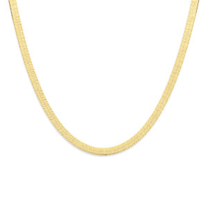 collier slang plat 7 mm 43 cm 3 micron zilver verguld (geel)