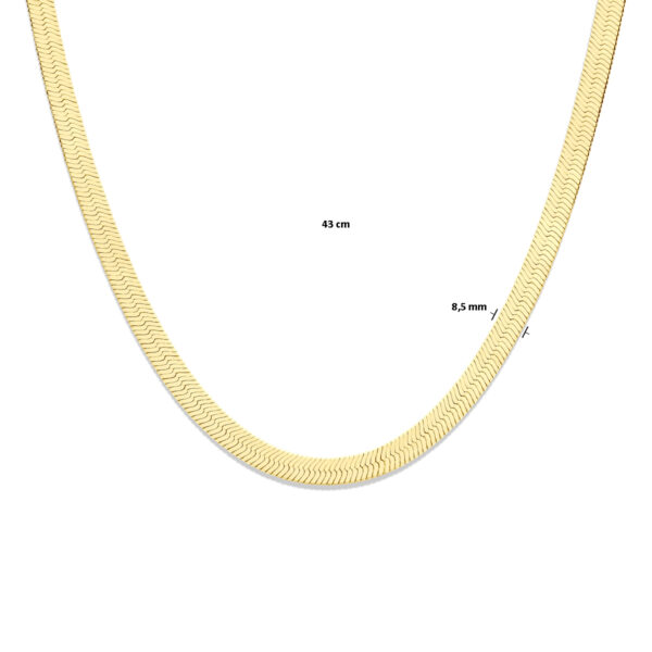 collier slang plat 8,5 mm 43 cm 3 micron zilver verguld (geel) - Afbeelding 3