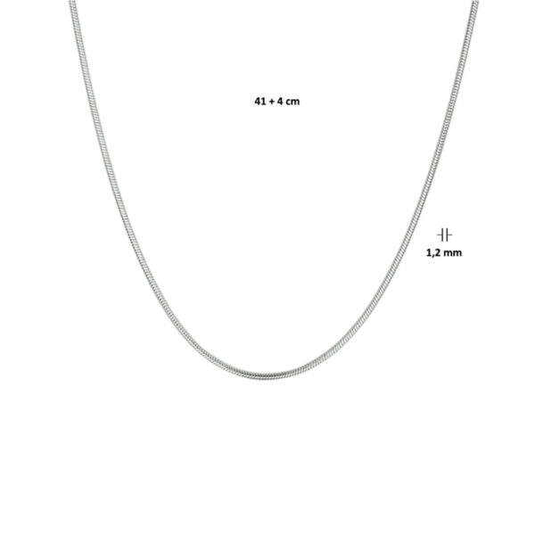 collier slang rond 1,2 mm 41 + 4 cm zilver gerhodineerd - Afbeelding 3