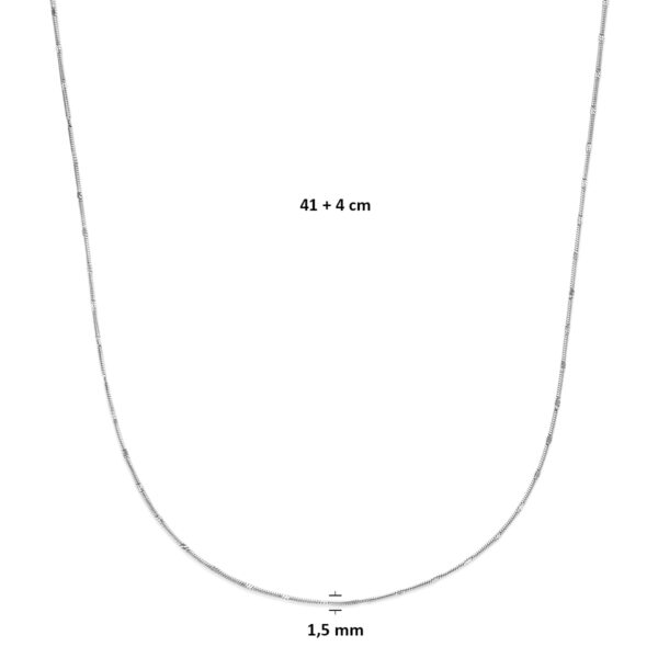 collier slang rond 1,5 mm 41 + 4 cm zilver gerhodineerd - Afbeelding 4