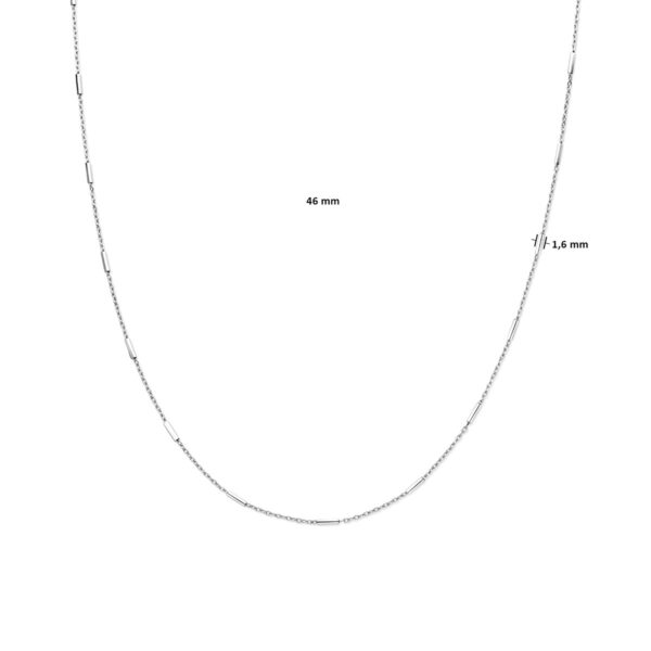 collier staafjes 1,6 mm 46 cm zilver gerhodineerd - Afbeelding 4