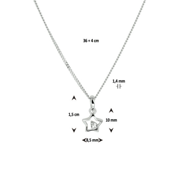 collier ster zirkonia 36 + 4 cm zilver gerhodineerd - Afbeelding 3