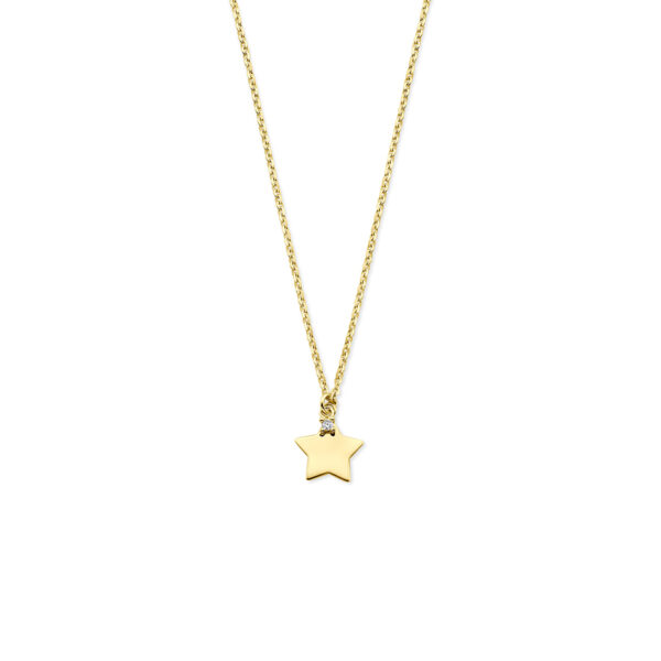 collier ster zirkonia 40 - 42 - 44 cm 14K geelgoud