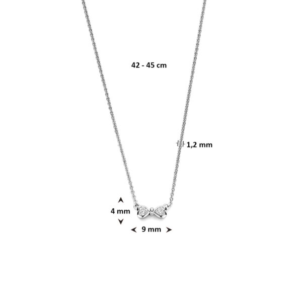 collier strik zirkonia 42 - 45 cm zilver gerhodineerd - Afbeelding 4