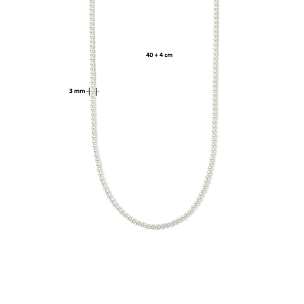 collier synth. parel 3,0 mm 40 + 4 cm 1 micron zilver verguld (geel) - Afbeelding 4