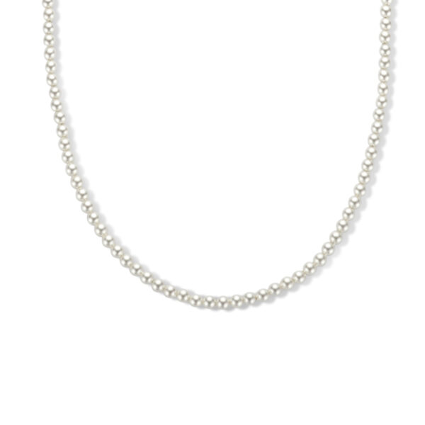 collier synth. parel 3,0 mm 40 + 4 cm 1 micron zilver verguld (geel)