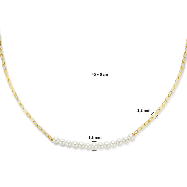 collier synth. parel 40 + 5 cm 1 micron zilver verguld (geel) - Afbeelding 4