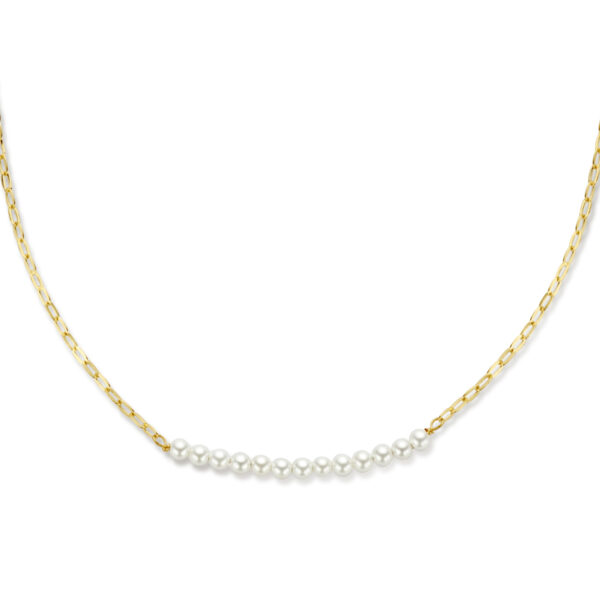 collier synth. parel 40 + 5 cm 1 micron zilver verguld (geel)