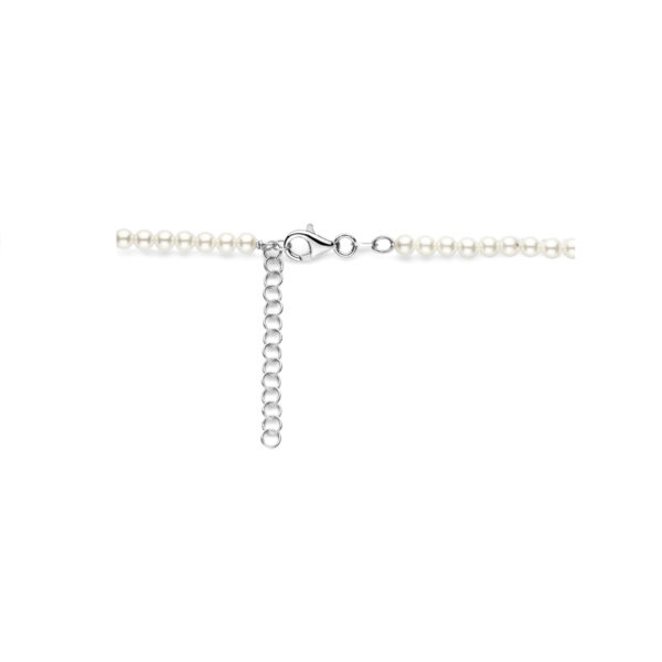 collier synth. parel 41 + 4 cm zilver gerhodineerd - Afbeelding 3