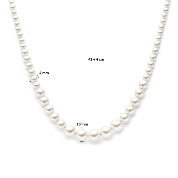 collier synth. parel 41 + 4 cm zilver gerhodineerd - Afbeelding 4