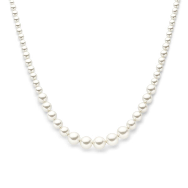collier synth. parel 41 + 4 cm zilver gerhodineerd