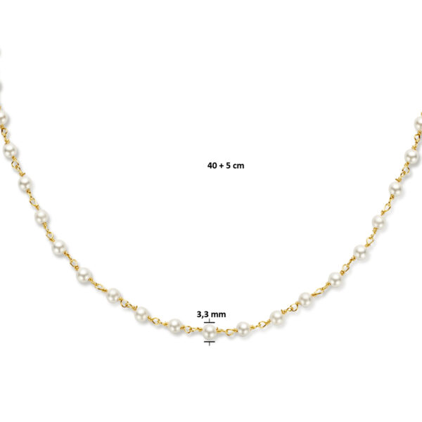 collier synth. parels 40 + 5 cm 1 micron zilver verguld (geel) - Afbeelding 4
