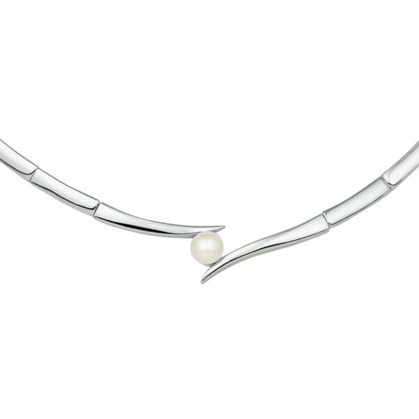 collier tussenstuk parel 42 + 3 cm zilver gerhodineerd
