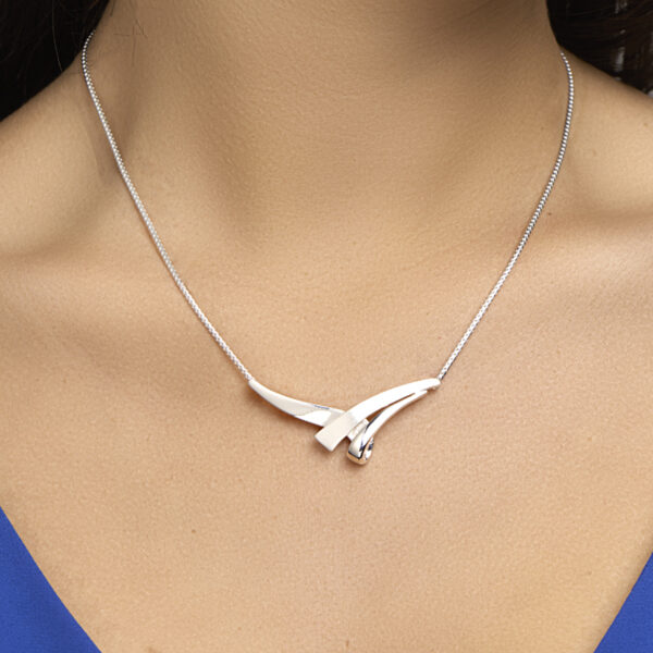 collier tussenstuk poli/mat 42 + 3 cm zilver wit - Afbeelding 2