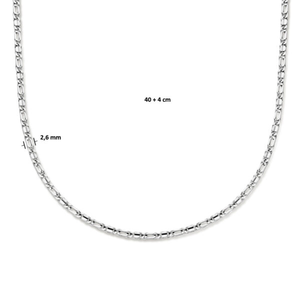 collier valkenoog 2,6 mm 40 + 4 cm zilver gerhodineerd - Afbeelding 4