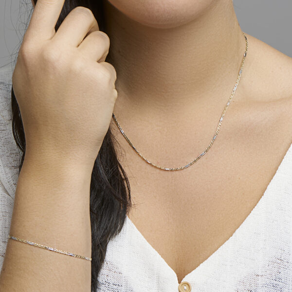 collier valkenoog met tussenstuk 1,9 mm 45 cm 14K bicolor goud geel/wit - Afbeelding 3