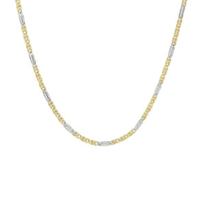 collier valkenoog met tussenstuk 1,9 mm 45 cm 14K bicolor goud geel/wit