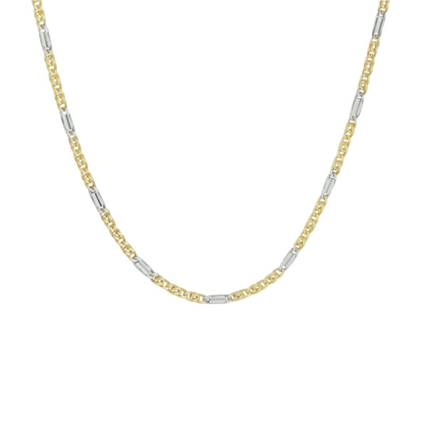 collier valkenoog met tussenstuk 1,9 mm 45 cm 14K bicolor goud geel/wit