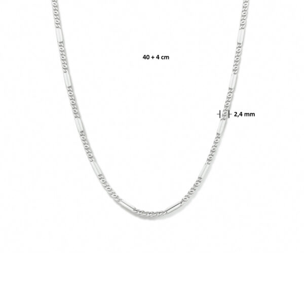 collier valkenoog met tussenstuk 2,4 mm 40 + 4 cm zilver gerhodineerd - Afbeelding 4