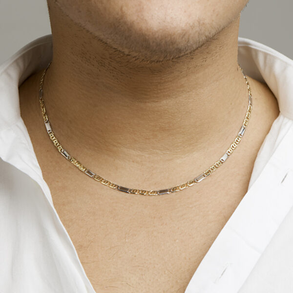 collier valkenoog met tussenstuk 3,7 mm 50 cm 14K bicolor goud geel/wit - Afbeelding 2