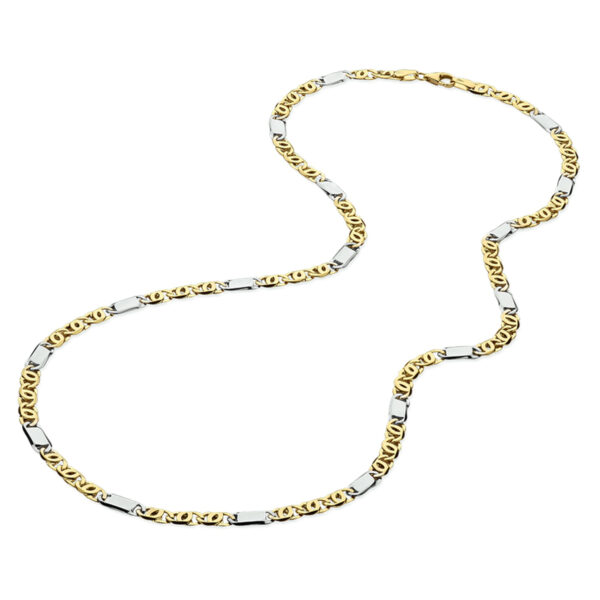 collier valkenoog met tussenstuk 3,7 mm 50 cm 14K bicolor goud geel/wit - Afbeelding 3