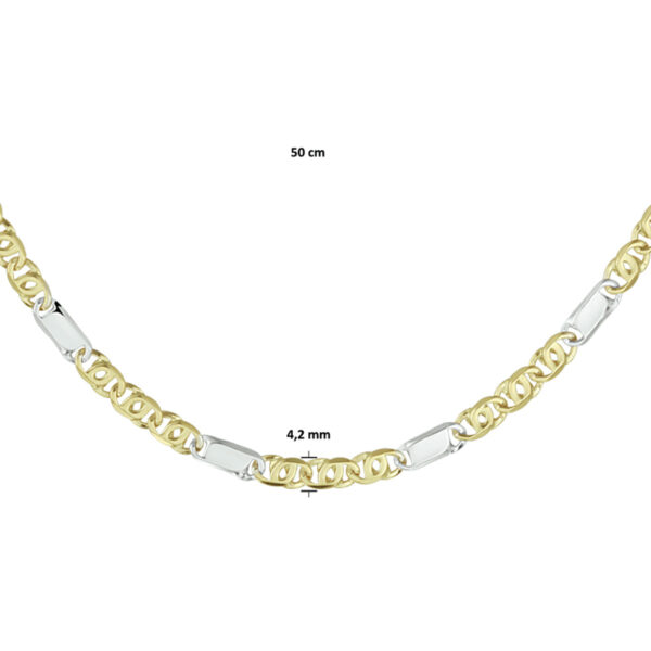collier valkenoog met tussenstuk 3,7 mm 50 cm 14K bicolor goud geel/wit - Afbeelding 4