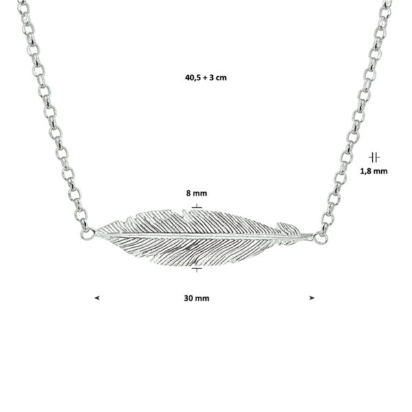 collier veer 1,8 mm 40,5 + 3 cm zilver gerhodineerd - Afbeelding 3