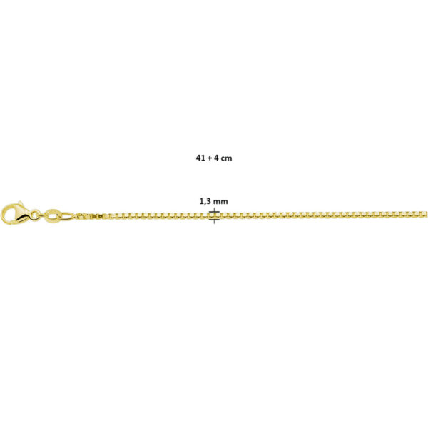 collier venetiaans 1,3 mm 41 + 4 cm 3 micron zilver verguld (geel) - Afbeelding 3