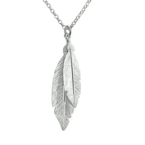 collier veren 41 + 3 cm zilver gerhodineerd