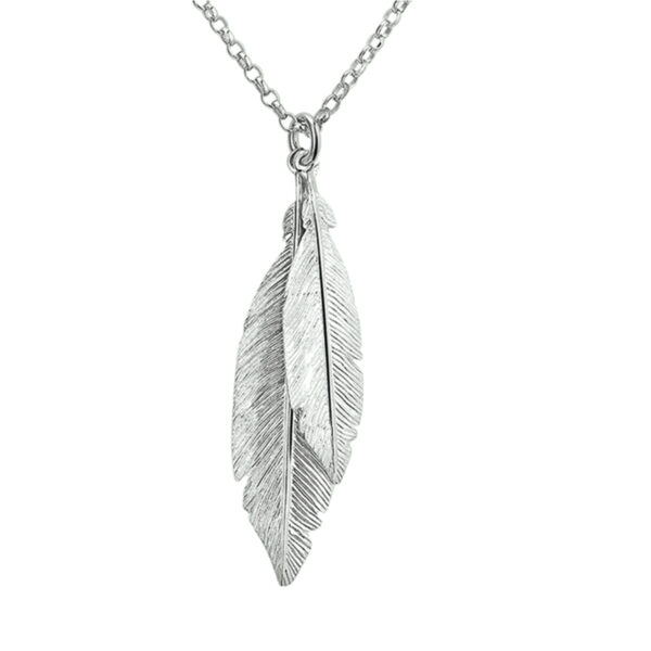 collier veren 41 + 3 cm zilver gerhodineerd