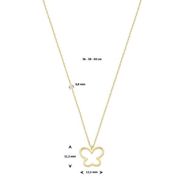 collier vlinder 36 - 38 - 40 cm 14K geelgoud - Afbeelding 4
