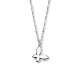 collier vlinder 42 + 3 cm zilver gerhodineerd