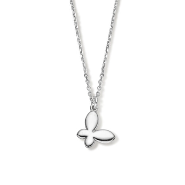 collier vlinder 42 + 3 cm zilver gerhodineerd