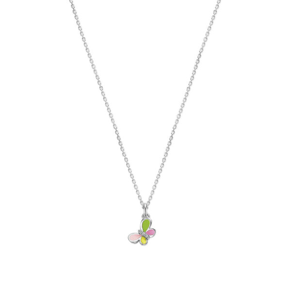collier vlinder zirkonia 36 + 4 cm zilver gerhodineerd