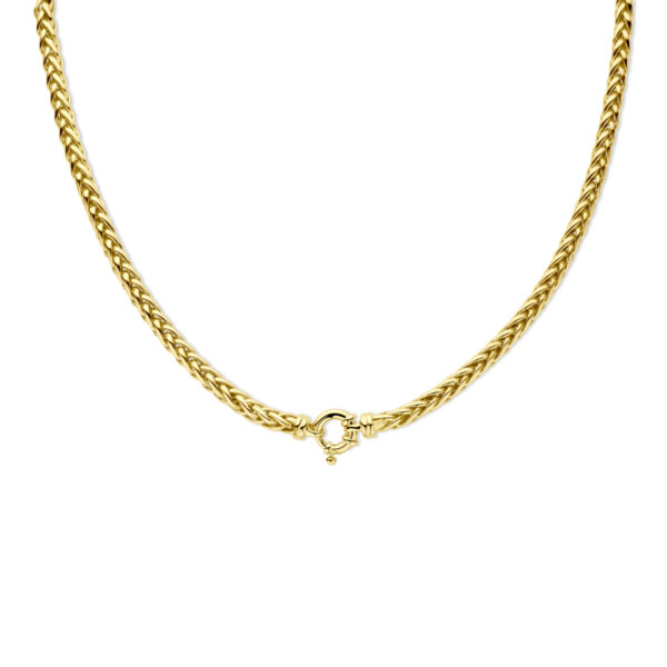 collier vossestaart 4,5 mm 45,5 cm met groot springslot Silgold (geel met zilverkern)