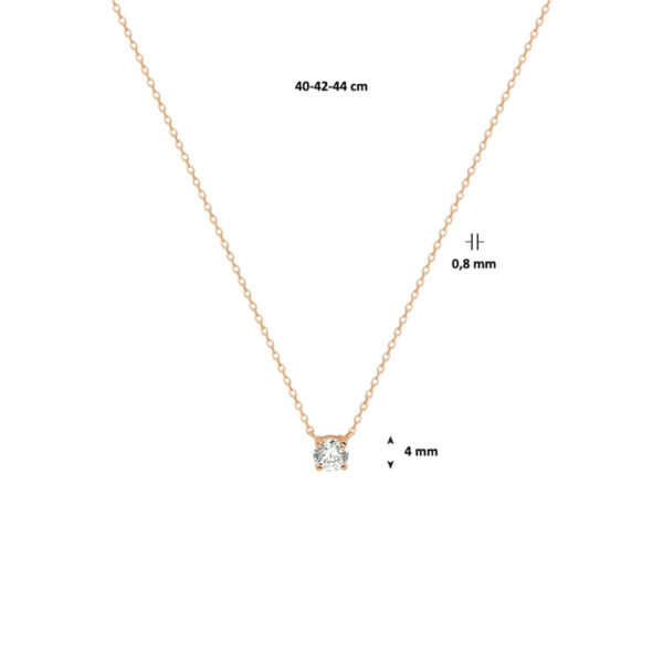 collier zirkonia 0,8 mm 40 - 42 - 44 cm 14K roségoud - Afbeelding 2