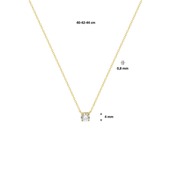 collier zirkonia 0,8 mm 42 cm 14K geelgoud - Afbeelding 4