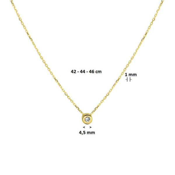 collier zirkonia 1,0 mm 42 - 44 - 46 cm 14K geelgoud - Afbeelding 2