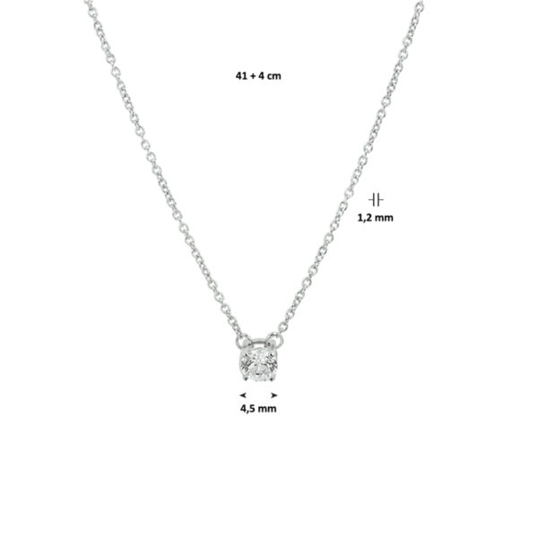 collier zirkonia 1,2 mm 41 + 4 cm zilver gerhodineerd - Afbeelding 4