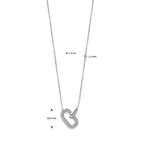collier zirkonia 1,2 mm 42 + 4 cm zilver gerhodineerd - Afbeelding 3