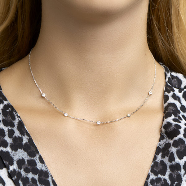 collier zirkonia 40 + 4 cm zilver gerhodineerd - Afbeelding 2