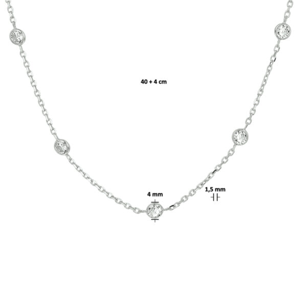collier zirkonia 40 + 4 cm zilver gerhodineerd - Afbeelding 4