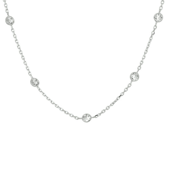 collier zirkonia 40 + 4 cm zilver gerhodineerd