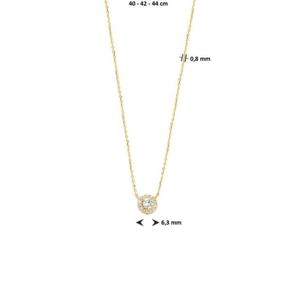 collier zirkonia 40 - 42 - 44 cm halo 14K geelgoud - Afbeelding 4